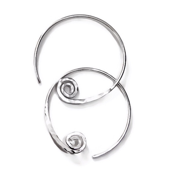 925/14K Textured Spiral Threader Earrings - Picture 2 of 8